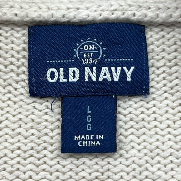 Old Navy button-up Cardigan cream Knit with shawl collar unisex sz Large oatmeal - Picture 8 of 12